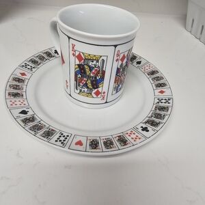 Jobar Ceramic Royal Flush Playing Card Mug Saucer